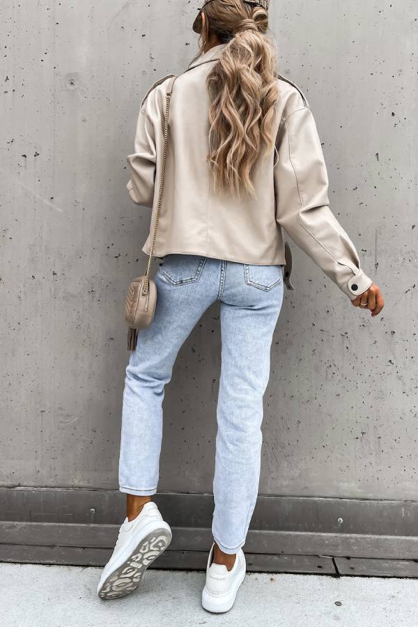 WW | Leder Revers Taschen Britischer Stil Kurzjacke
