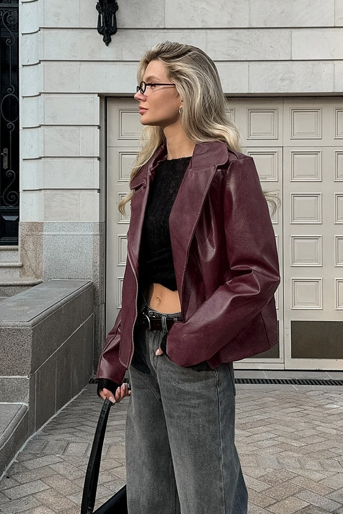 WW | Red PU Leather Jacket