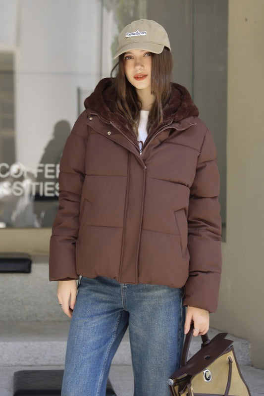 WW | Faux Fur Cropped Puffer Jacket