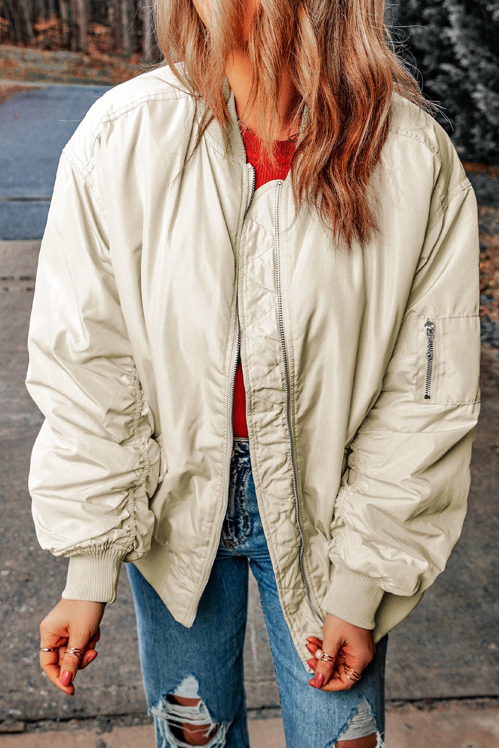 WW | Bomberjacke - Satin-Finish - Leichte Schicht - Lässiger Streetstyle