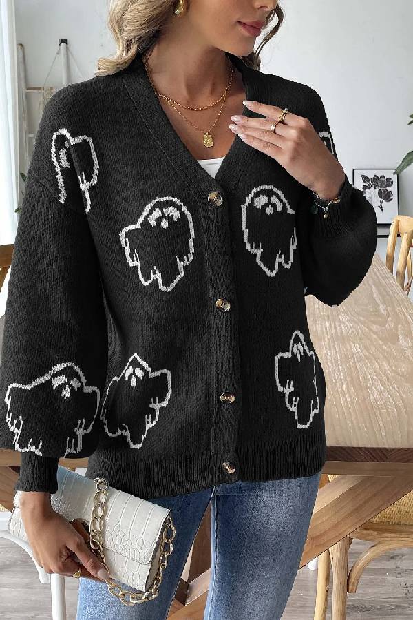WW | Lockere lässige Cartoon Jacquard-Jacke