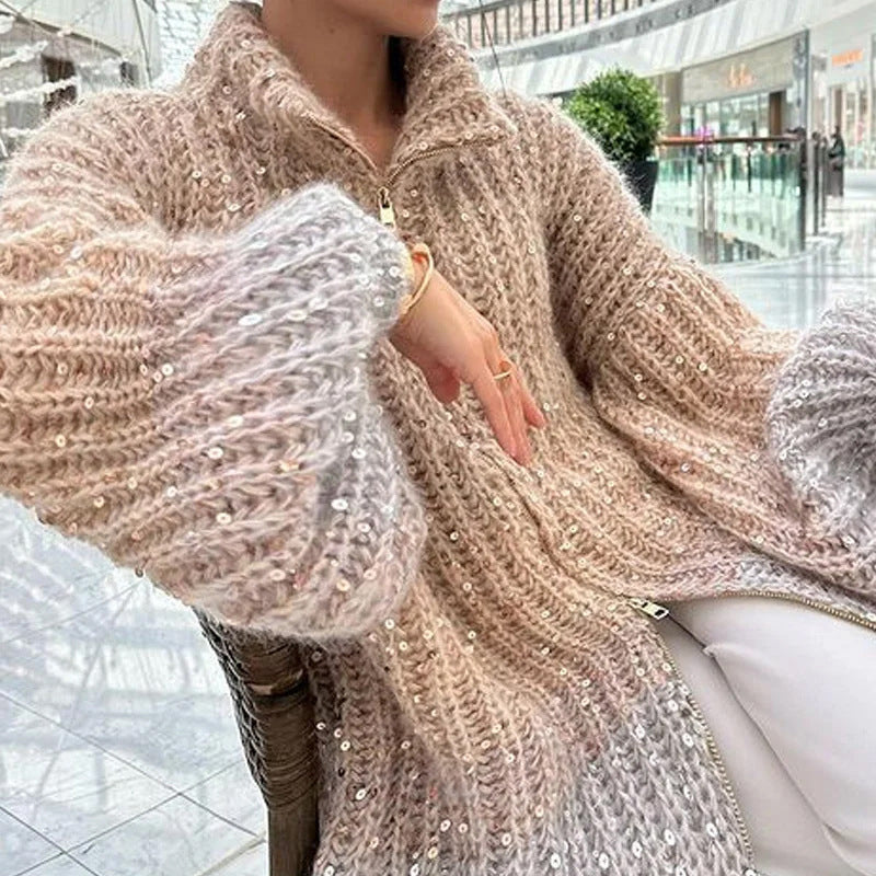 WW | Strickjacke mit Glitzerpailletten