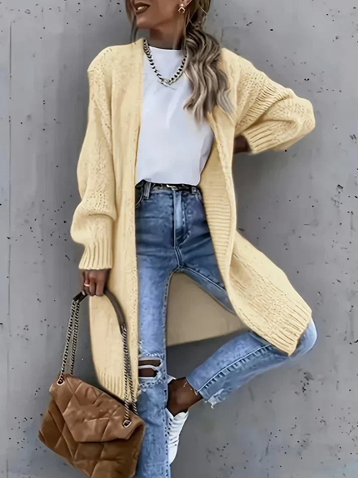 WW | Langarm Gestrickte Strickjacke Für Damen - Perfekt für Alltagstragen