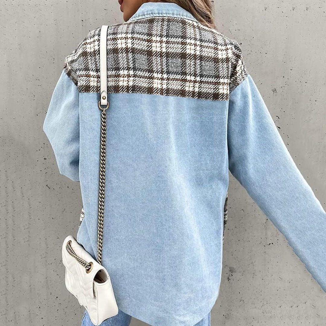 WW | Stylish checked jacket with classic collar for women