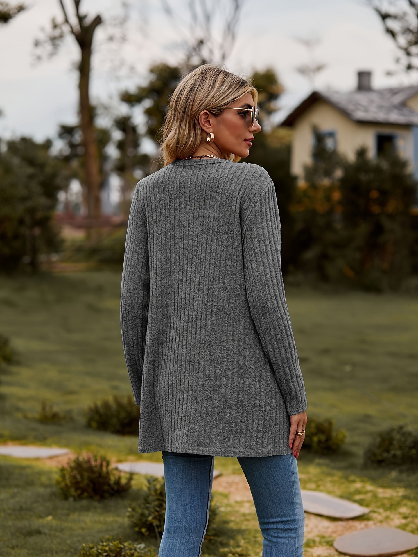 WW | Warm Ribbed Cotton Knitted Cardigan for Women - Perfect for Casual Days