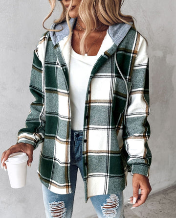 WW | Cozy checked hoodie with drawstring for women