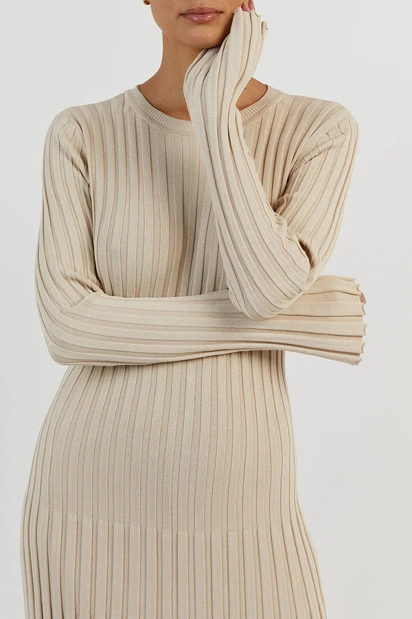 Elodie | Crew Neck Knit Midi Dress