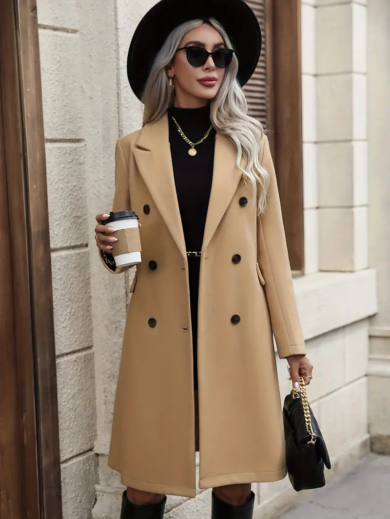 WW | Trenchcoat Doppelreiher Verschluss Klassisches Modell Eleganter Langer Schnitt
