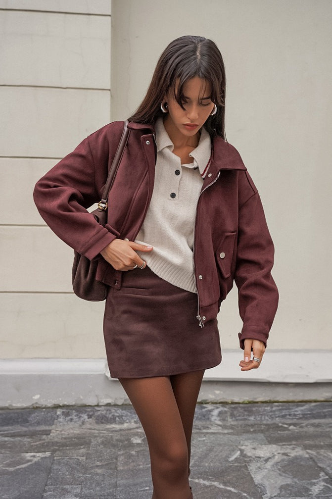 WW | Fit Red-Brown Suede Jacket