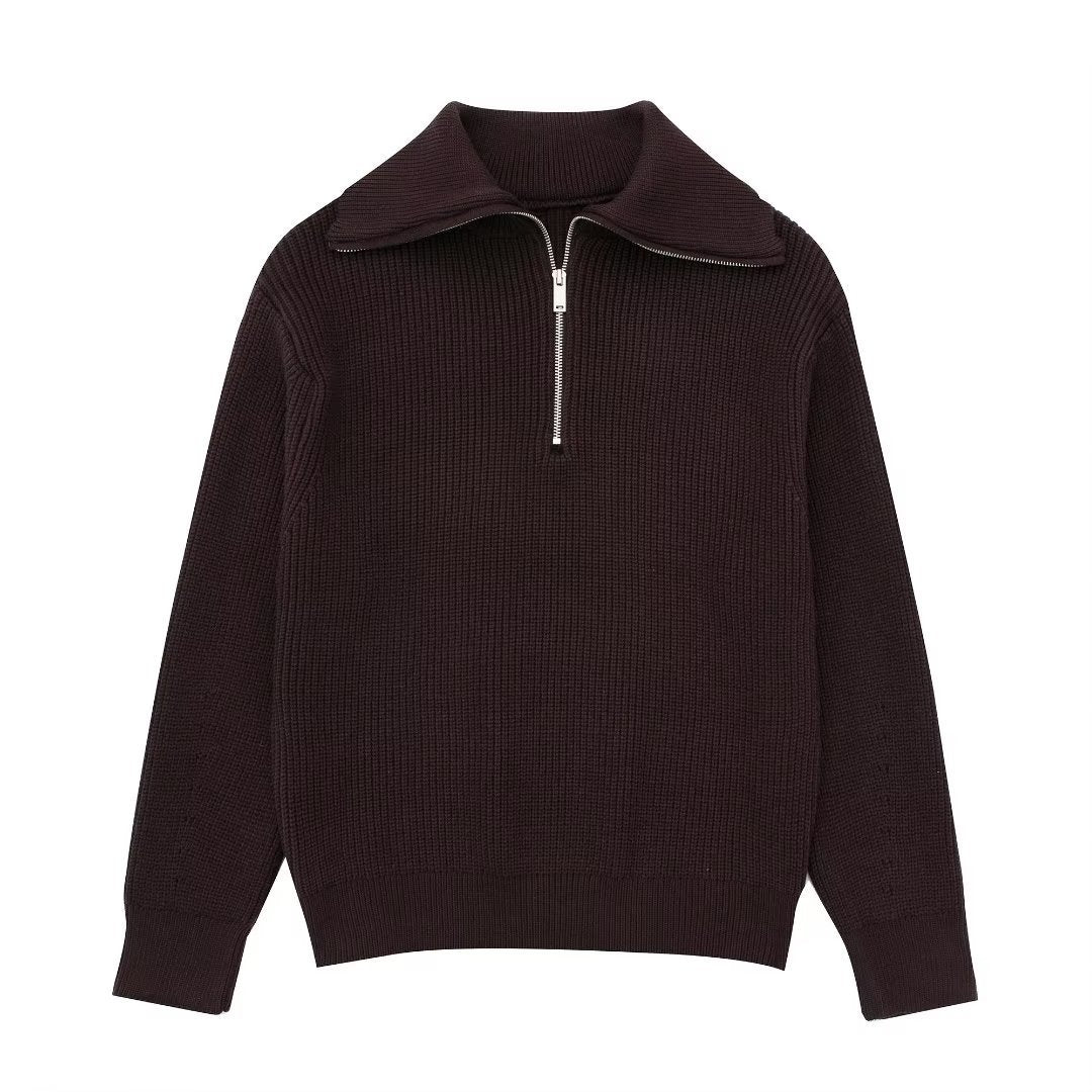 WW | All-Match Open Collar Wool Sweater