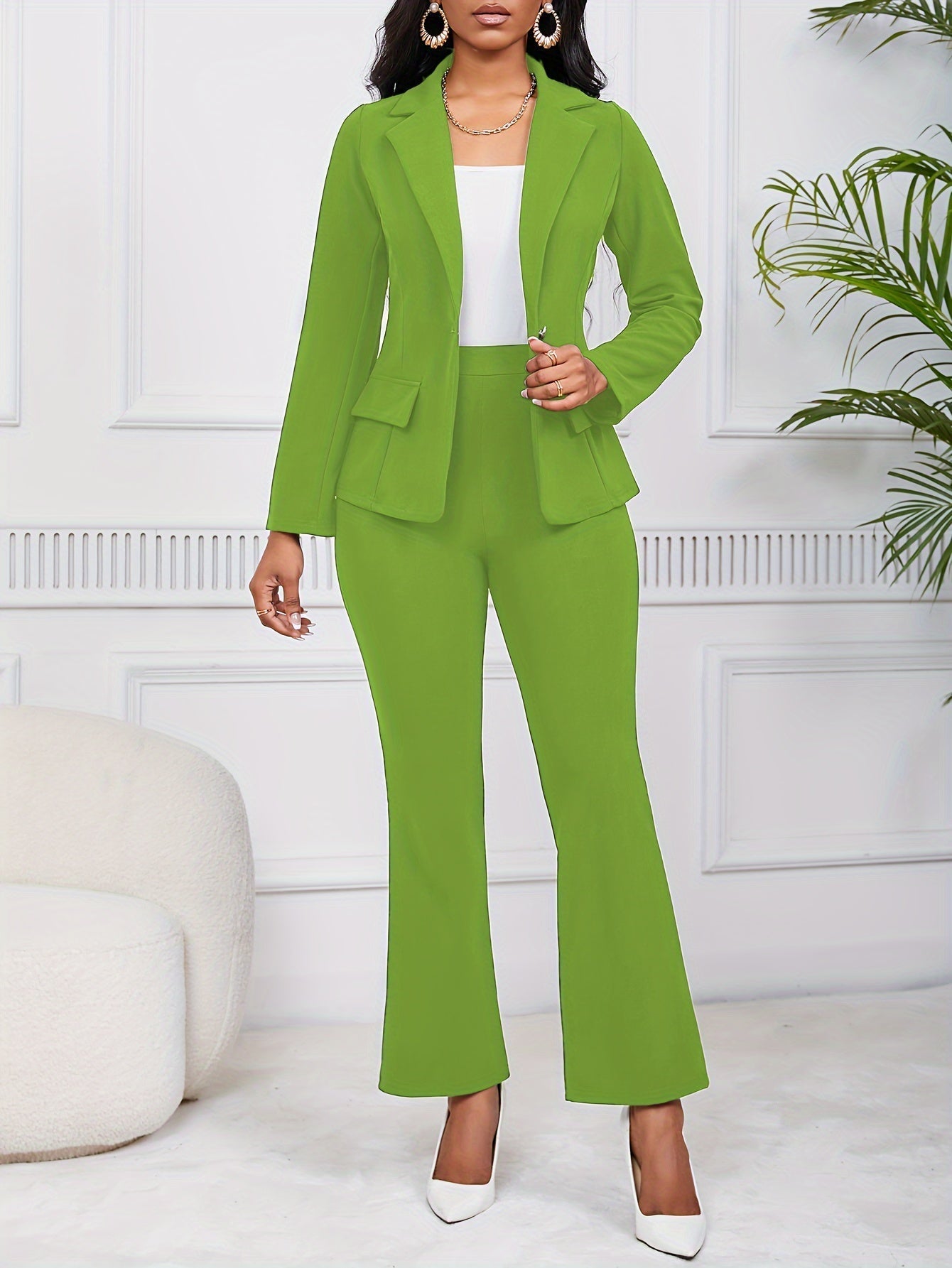 WW | Damen Hosenanzug - Business Blazer mit Schlaghose im modernen Zweiteiler-Design