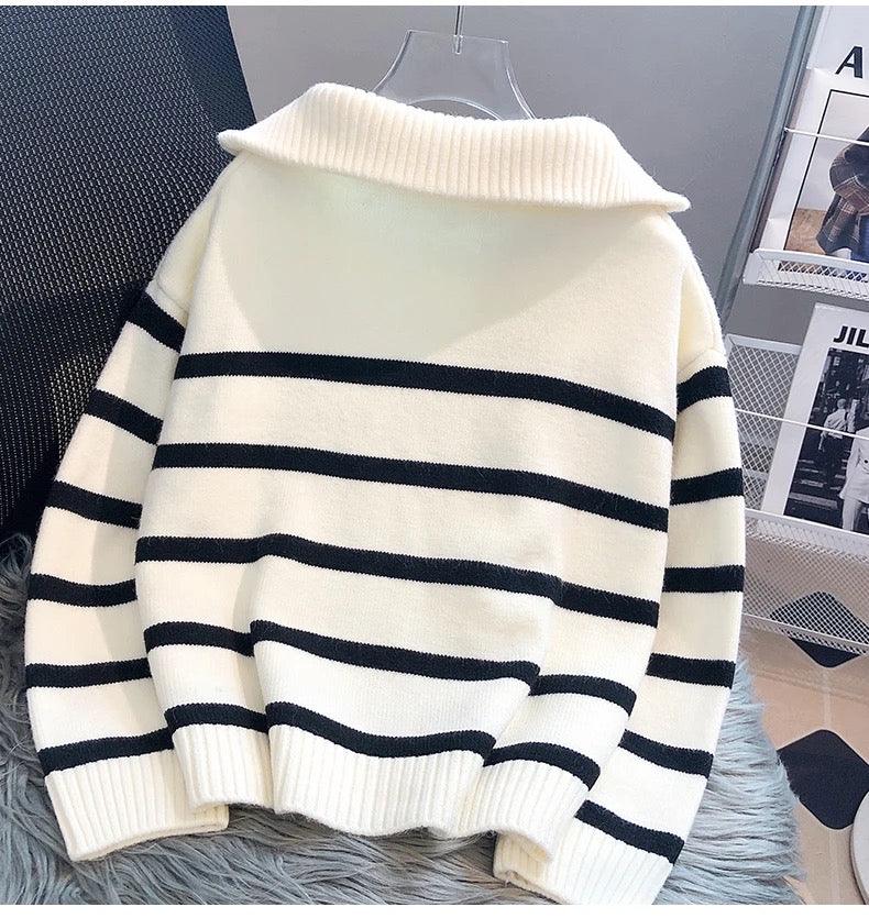 WW | Striped Statement Pullover with Bold Color-Blocking