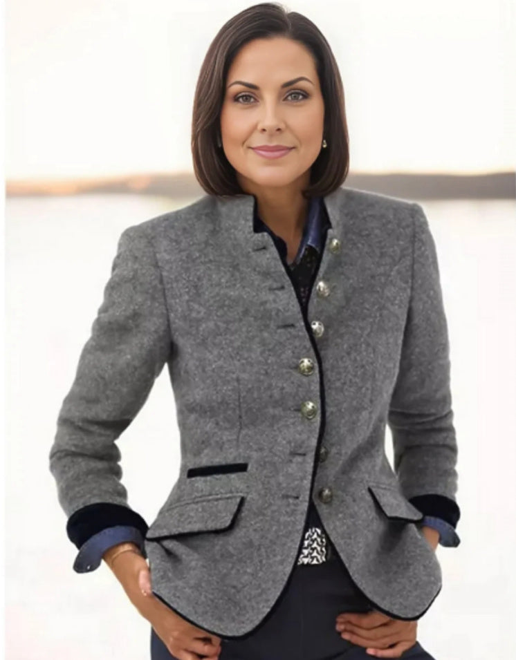 WW | Women's Multi-Button Wool Jacket with Color Combination