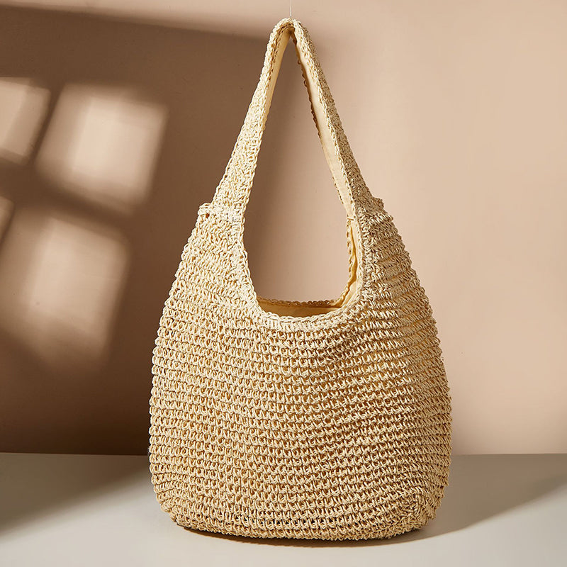 WW | Round Straw Shoulder Bag For Summer With Hand Weave