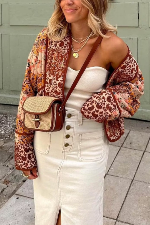 WW | Casual Short Cardigan Quilted Cotton Jacket