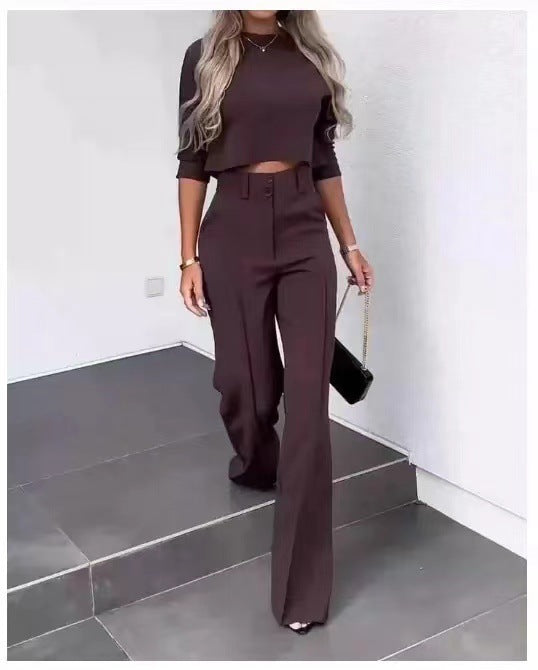 "WW Women's Clothing Set with Three-Quarter Sleeves for Fashionable Casualness"