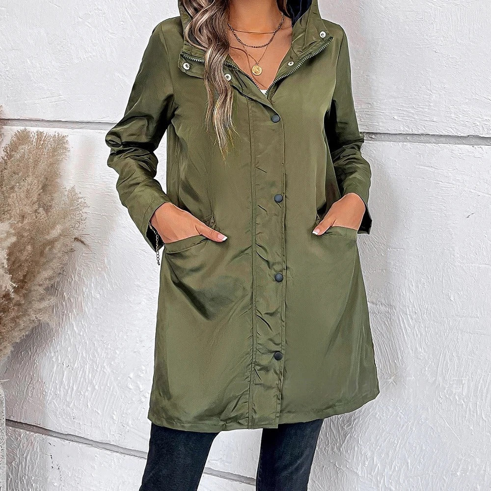 WW | Damen Lange Herbstjacke Hoher Kragen