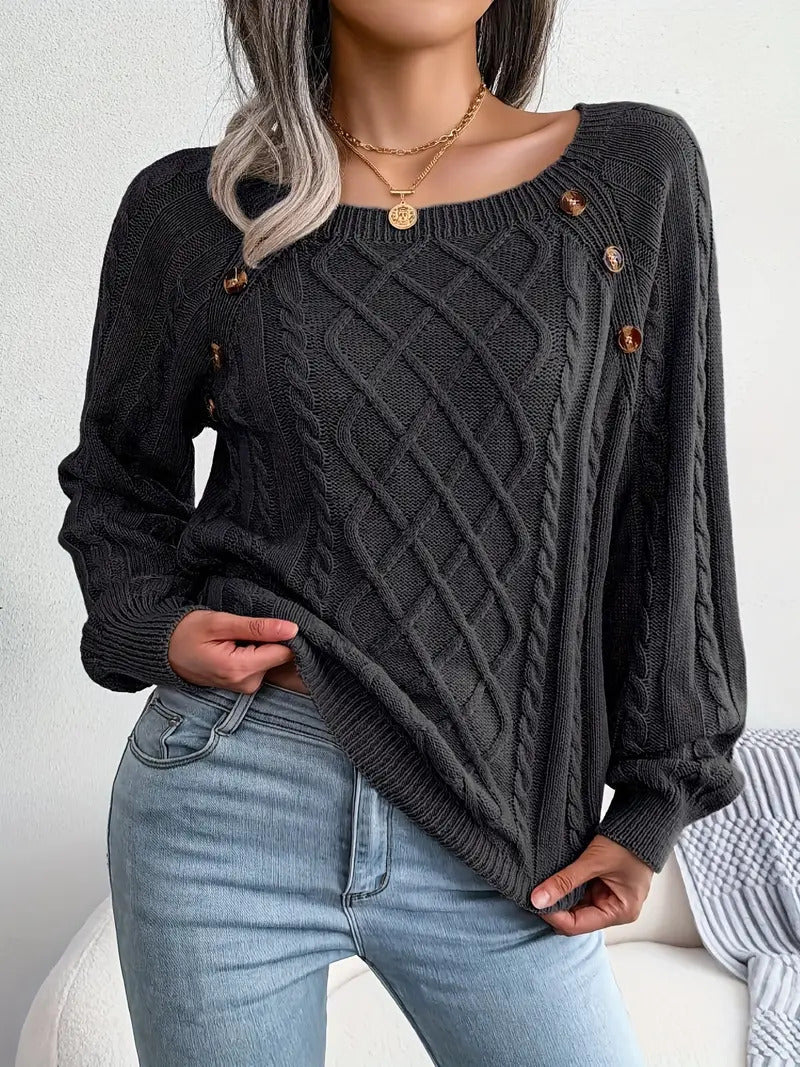 WW | Klassischer Strickpullover mit Zopfmuster