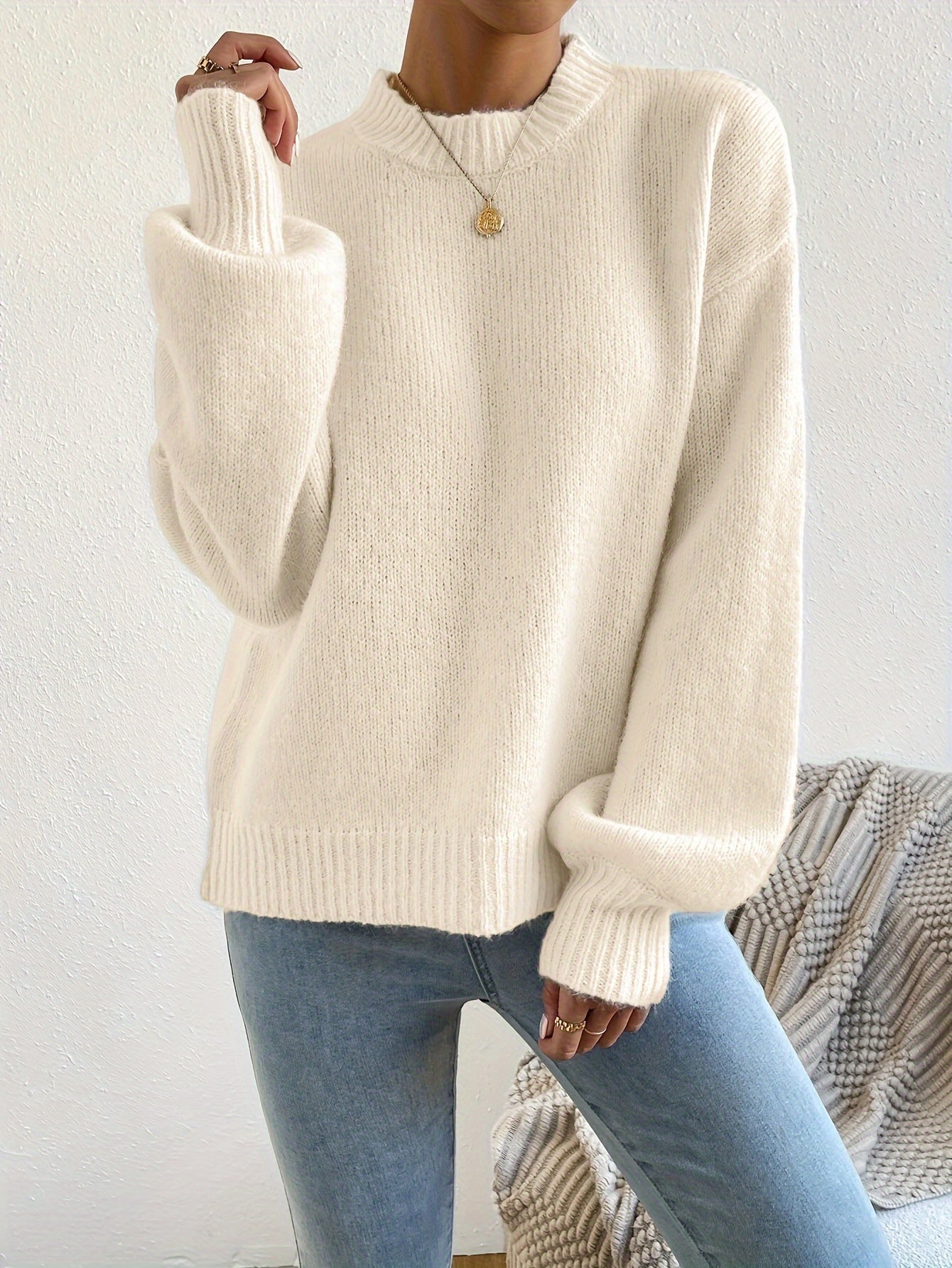 WW | Oversize Strickpullover mit Rundhalsausschnitt – Weich & stylisch für kalte Tage