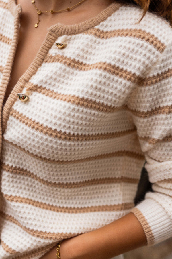 WW | gestreifter Rundhalsjacke