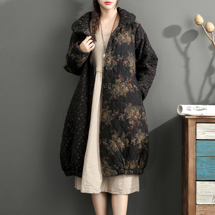 WW | dick warm gedruckt Patchwork Baumwolle Cardigans Übergrößen Leinen Langarm Wintermäntel