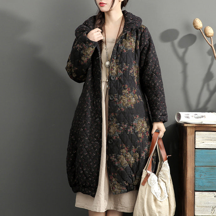 WW | dick warm gedruckt Patchwork Baumwolle Cardigans Übergrößen Leinen Langarm Wintermäntel