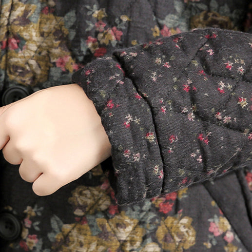 WW | dick warm gedruckt Patchwork Baumwolle Cardigans Übergrößen Leinen Langarm Wintermäntel