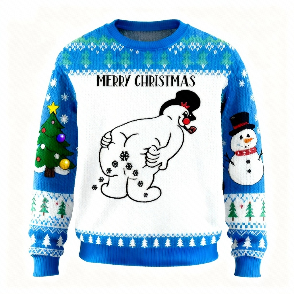 WW | Zany Schneemann Muster Druckpullover - Hässlicher & Gemütlicher Unisex Pullover