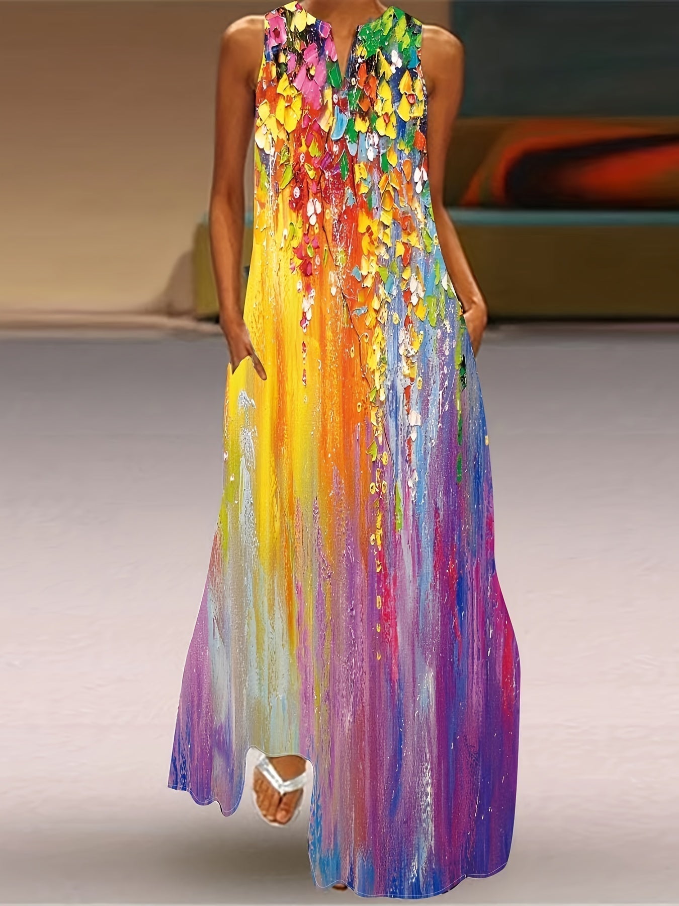 Calista | Boho Maxi Dress with Floral Print