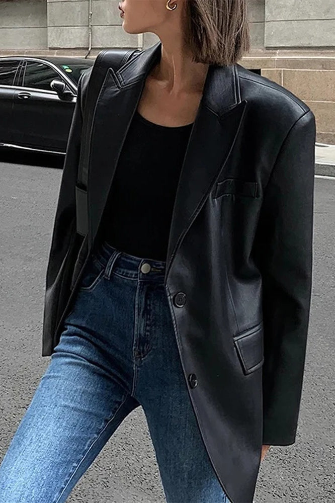 WW | PU Leather Blazer Jacket