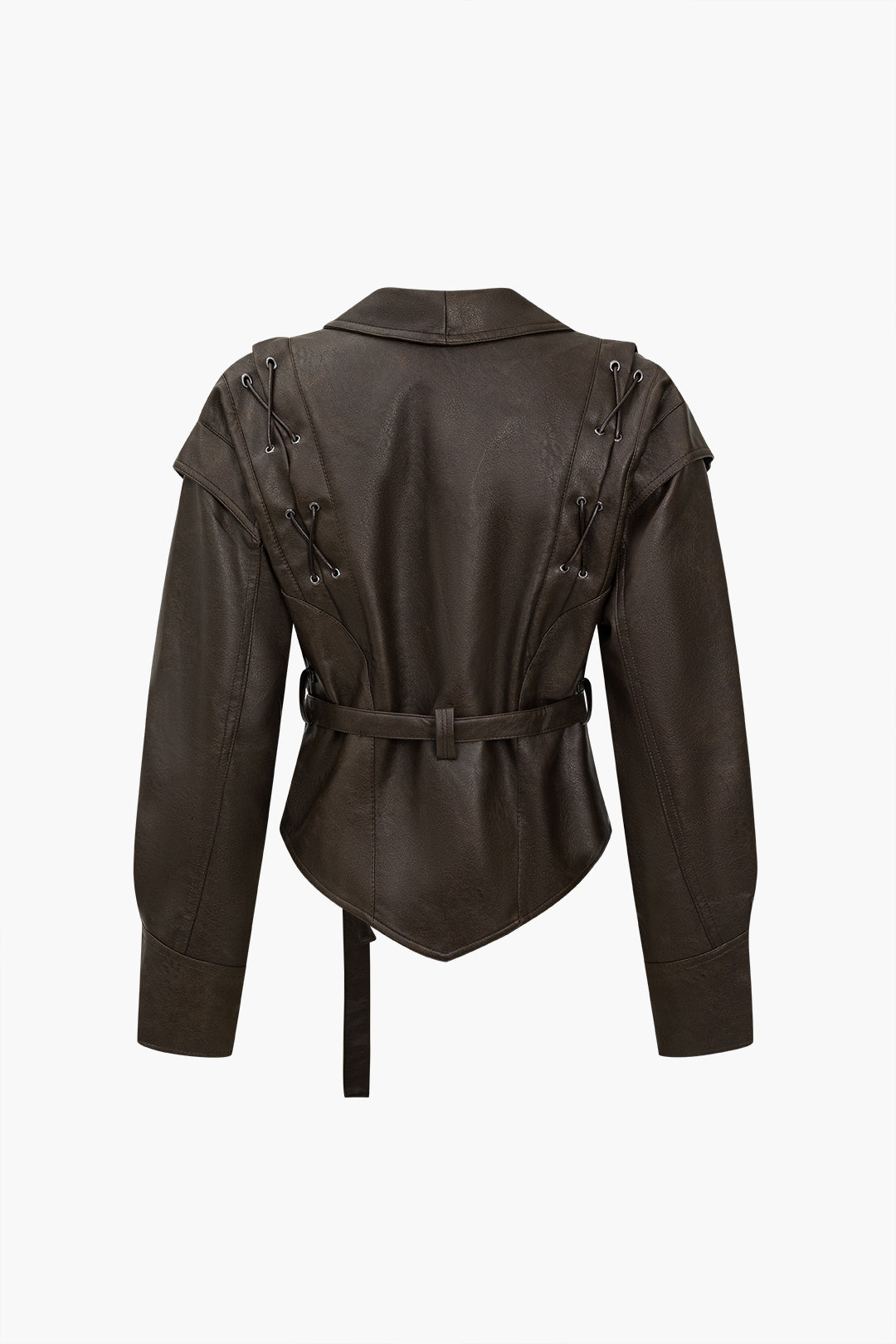 WW | Leder Krawattenfront Überknopfjacke