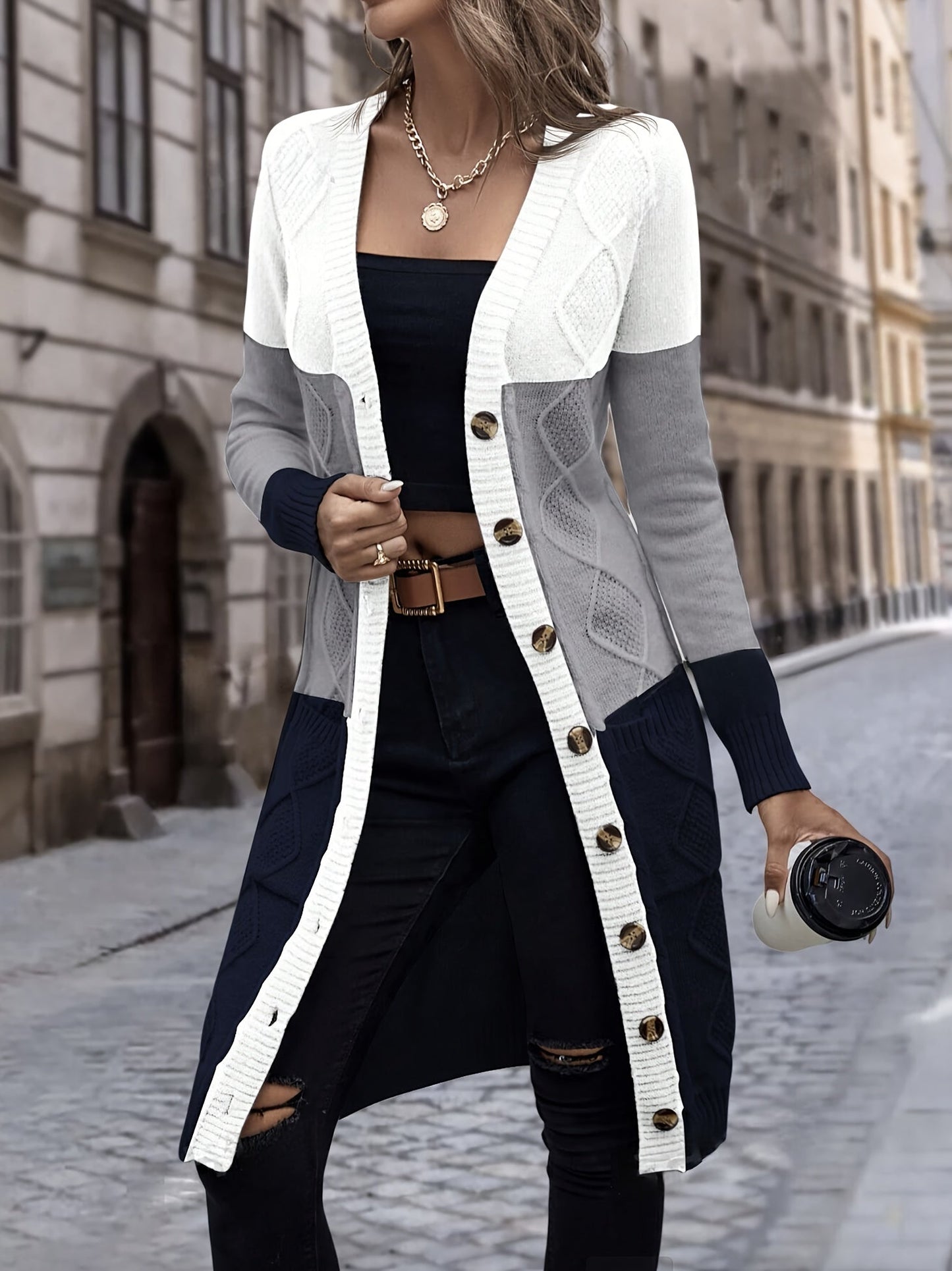 WW | Women's One-Button Wool Knit Cardigan - Perfect for Everyday Wear