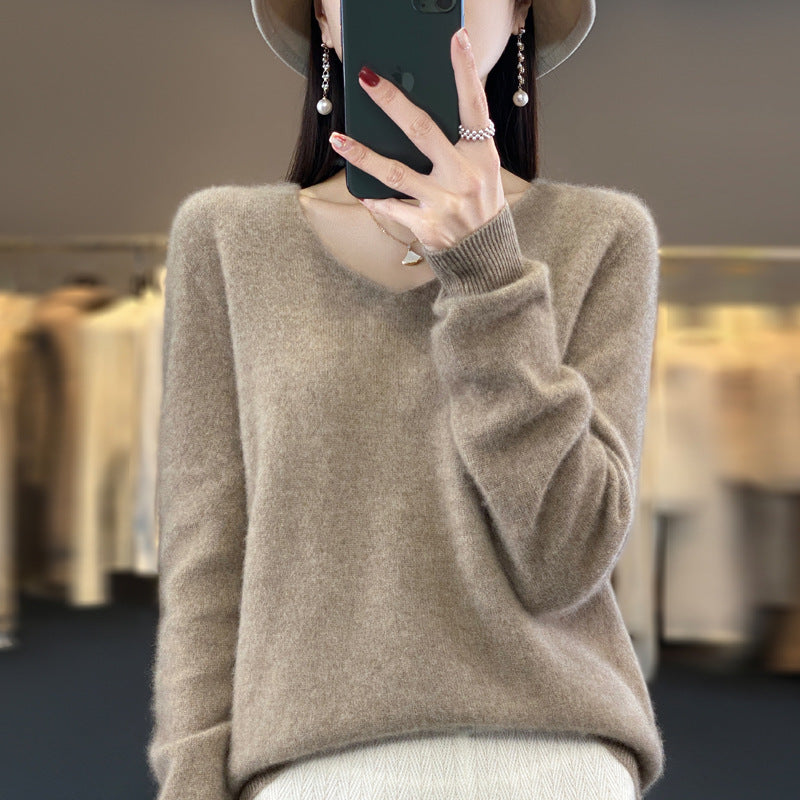 WW | Lockere Damenpullover mit V-Ausschnitt für Herbst und Winter