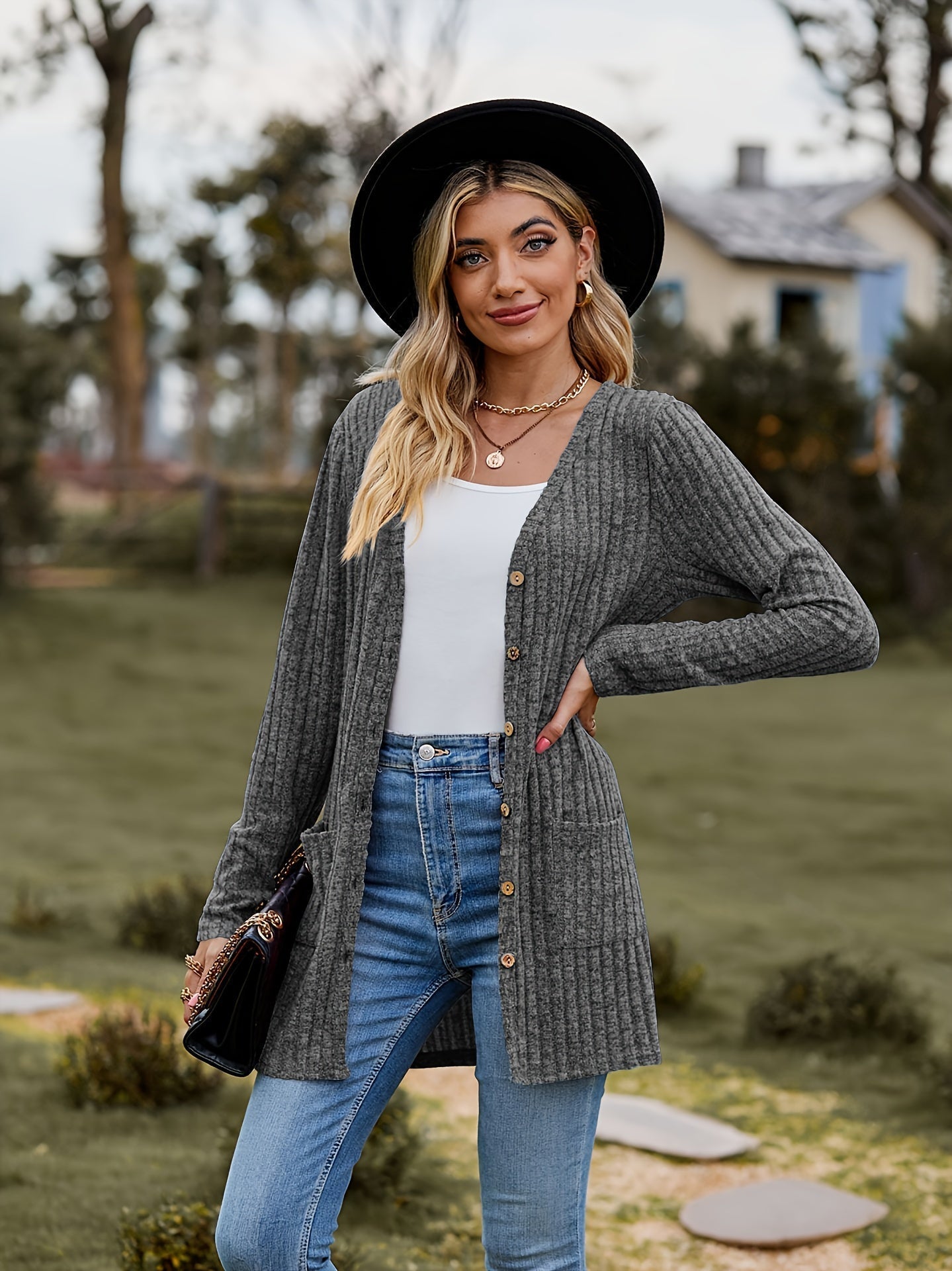 WW | Warm Ribbed Cotton Knitted Cardigan for Women - Perfect for Casual Days