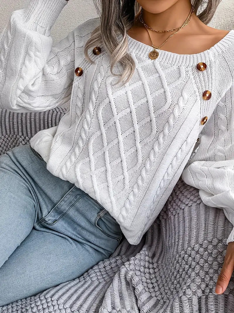 WW | Klassischer Strickpullover mit Zopfmuster