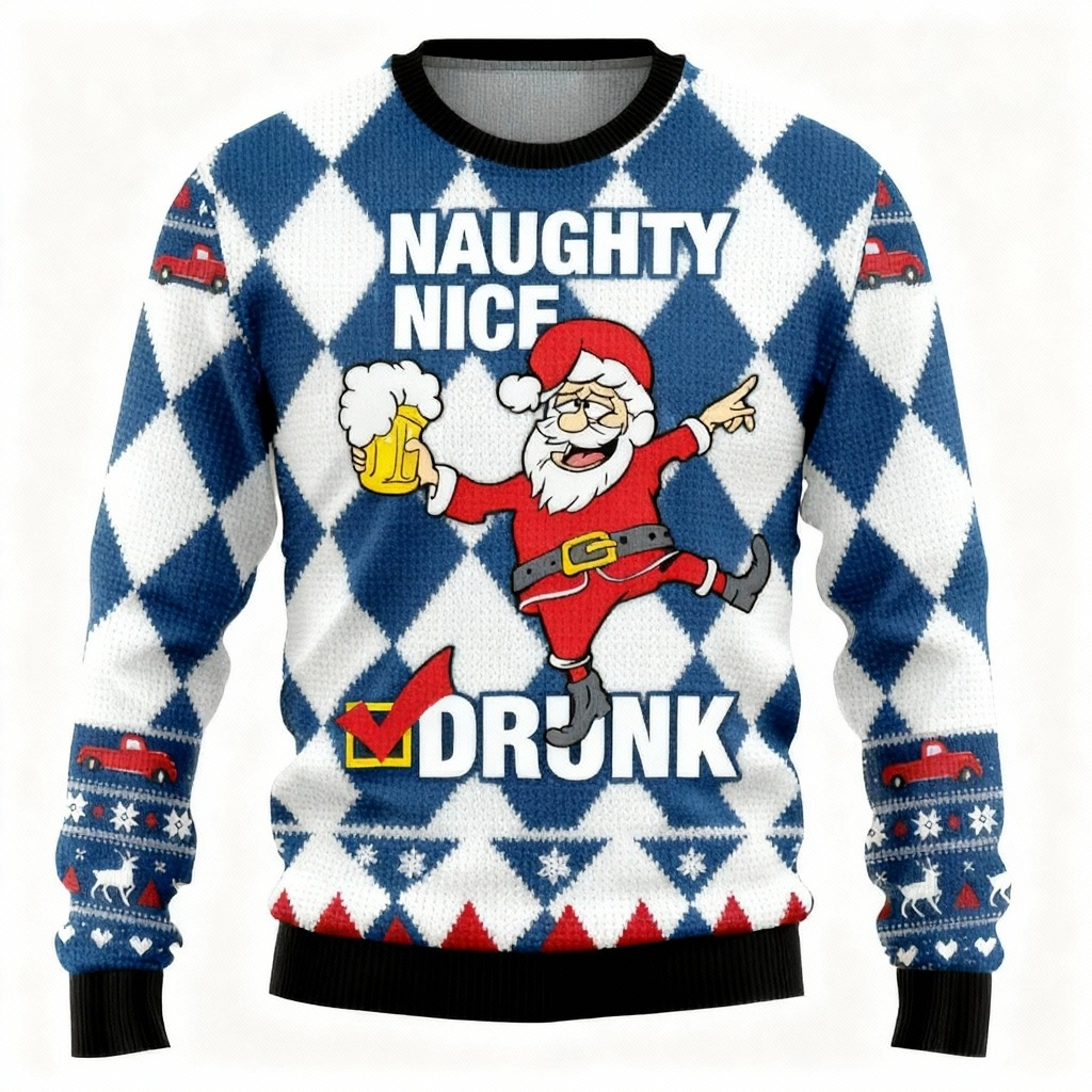 WW | Hässlicher Weihnachts-Pullover Party [2025] | Lustiges Weihnachtsmann Design Edition
