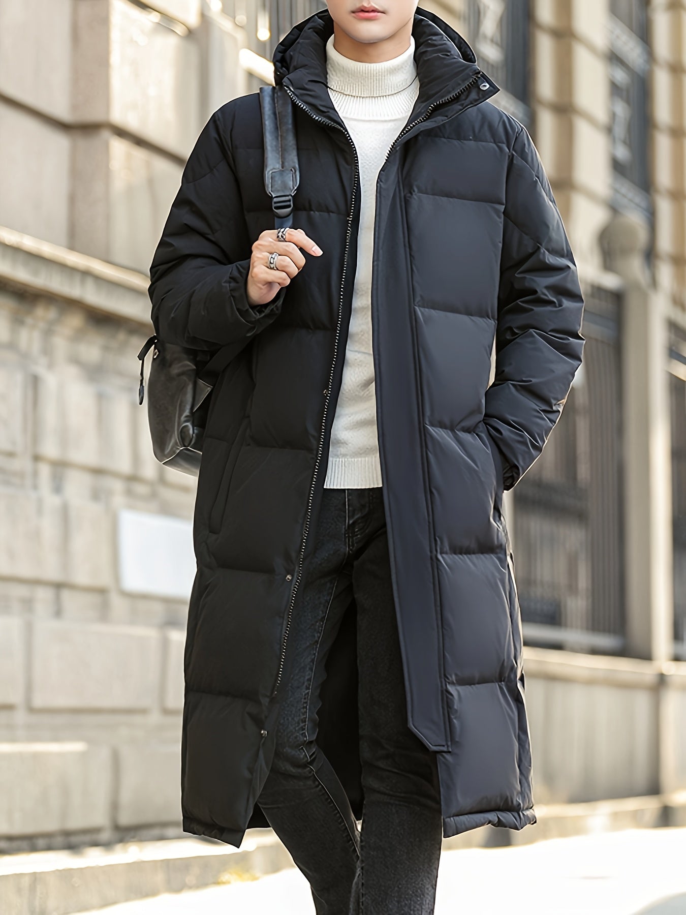 WW | Long Hooded Down Winter Jacket for Men - Perfect for Outdoor Activities