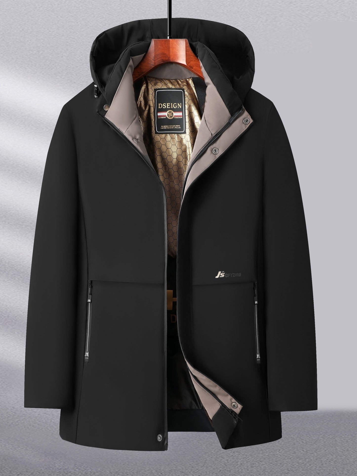 WW | Herren Steppwintermantel mit Kapuze - Warme Jacke mit Reißverschluss und Taschen