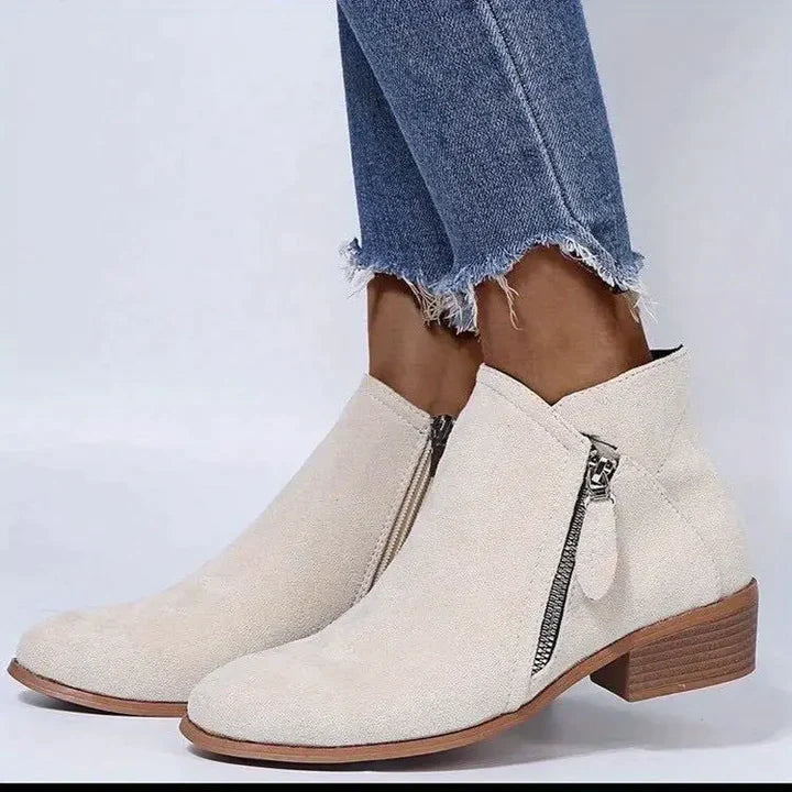 WW | Wildleder Stiefeletten mit Reißverschluss für Damen - Perfekt für den Alltag