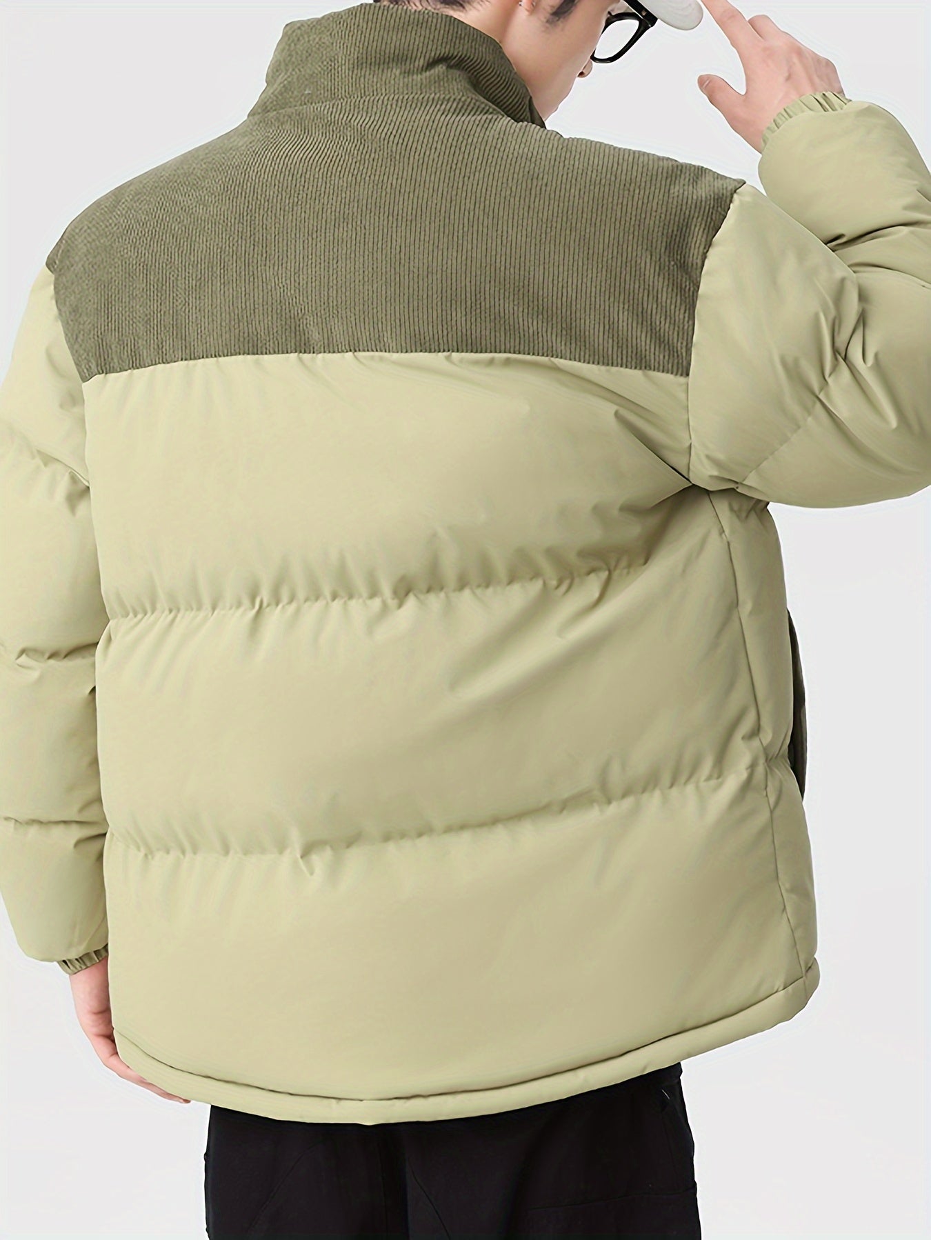 WW | Trendy Color Block Puffer Winter Jacket for Men - Perfect for Outdoor Activities