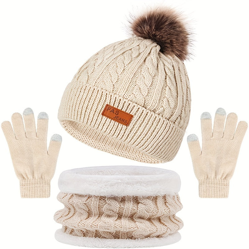 WW | Lässiges Winter Essential Mütze und Handschuh Set für Frauen