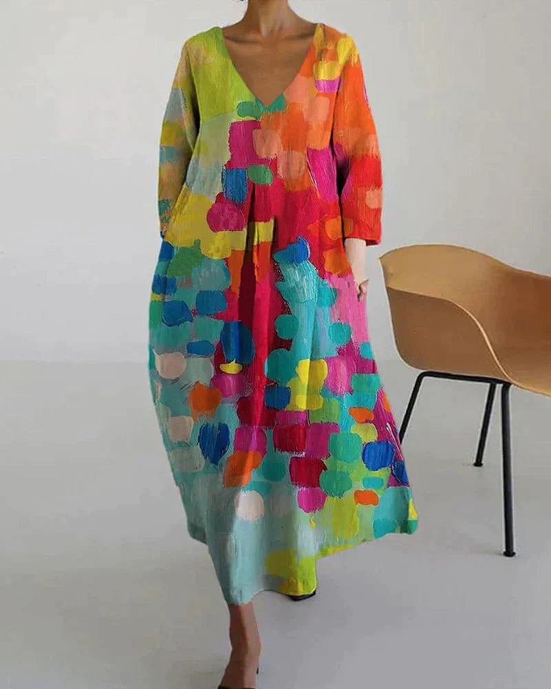 WW | Bedrucktes V-Ausschnitt Kleid Carys