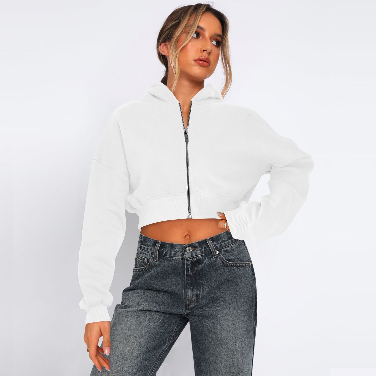 WW | Short-Sleeve Zip-Up Fleece Hoodie