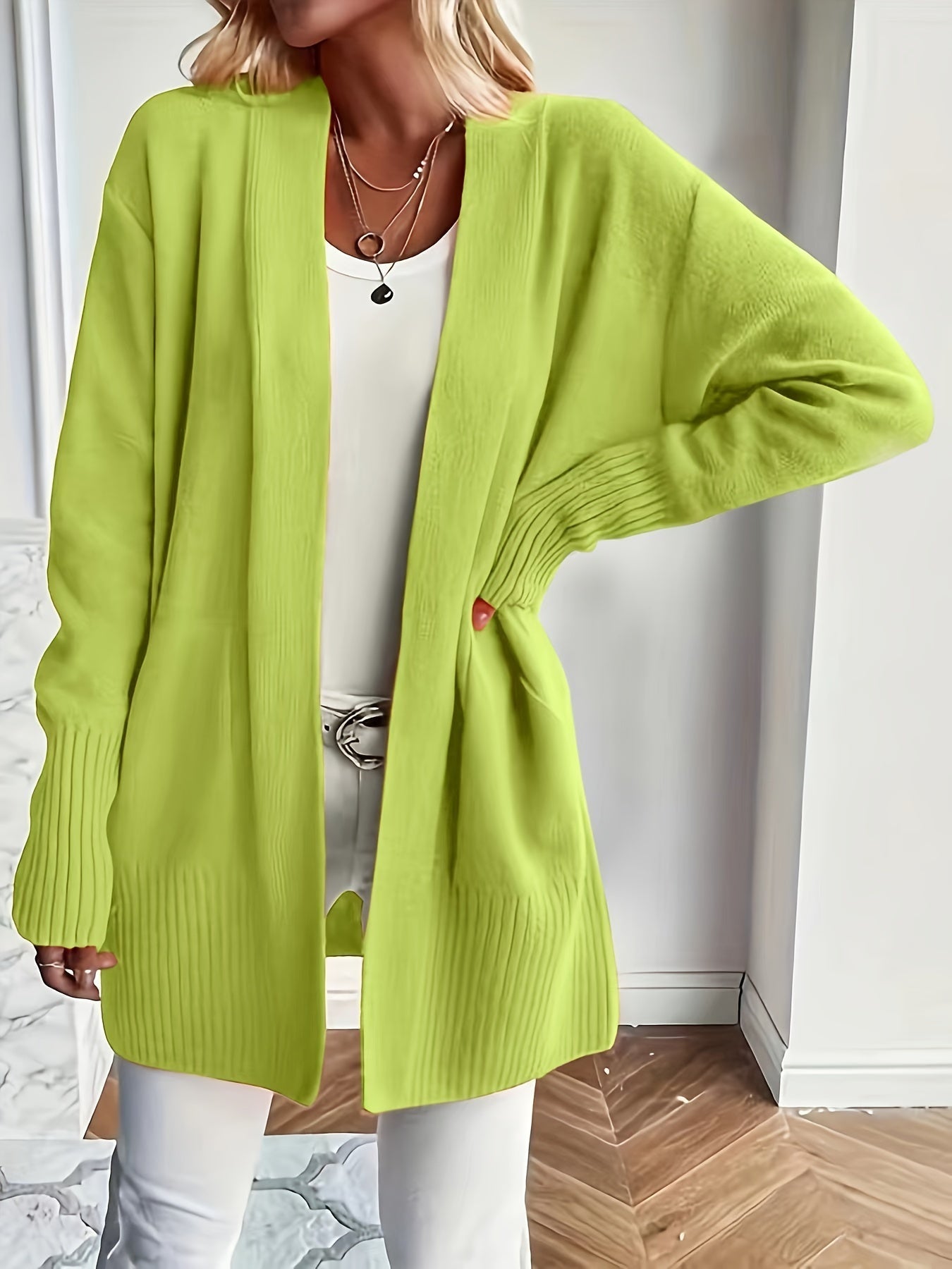 WW | Strickwaren-Woll-Cardigan mit Tasche für Damen - Perfekt für den Alltag