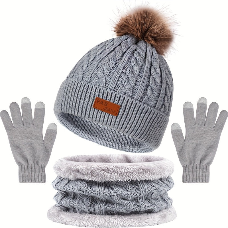 WW | Lässiges Winter Essential Mütze und Handschuh Set für Frauen