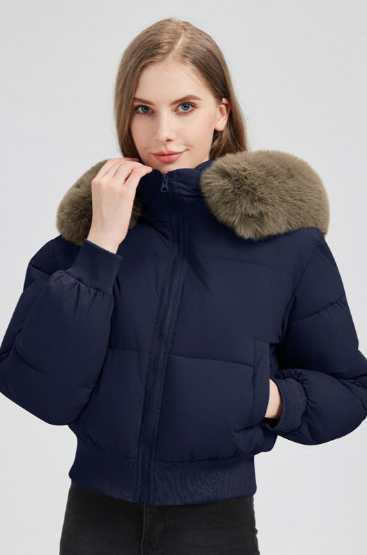 WW | Kapuzenjacke mit Kunstpelzkragen