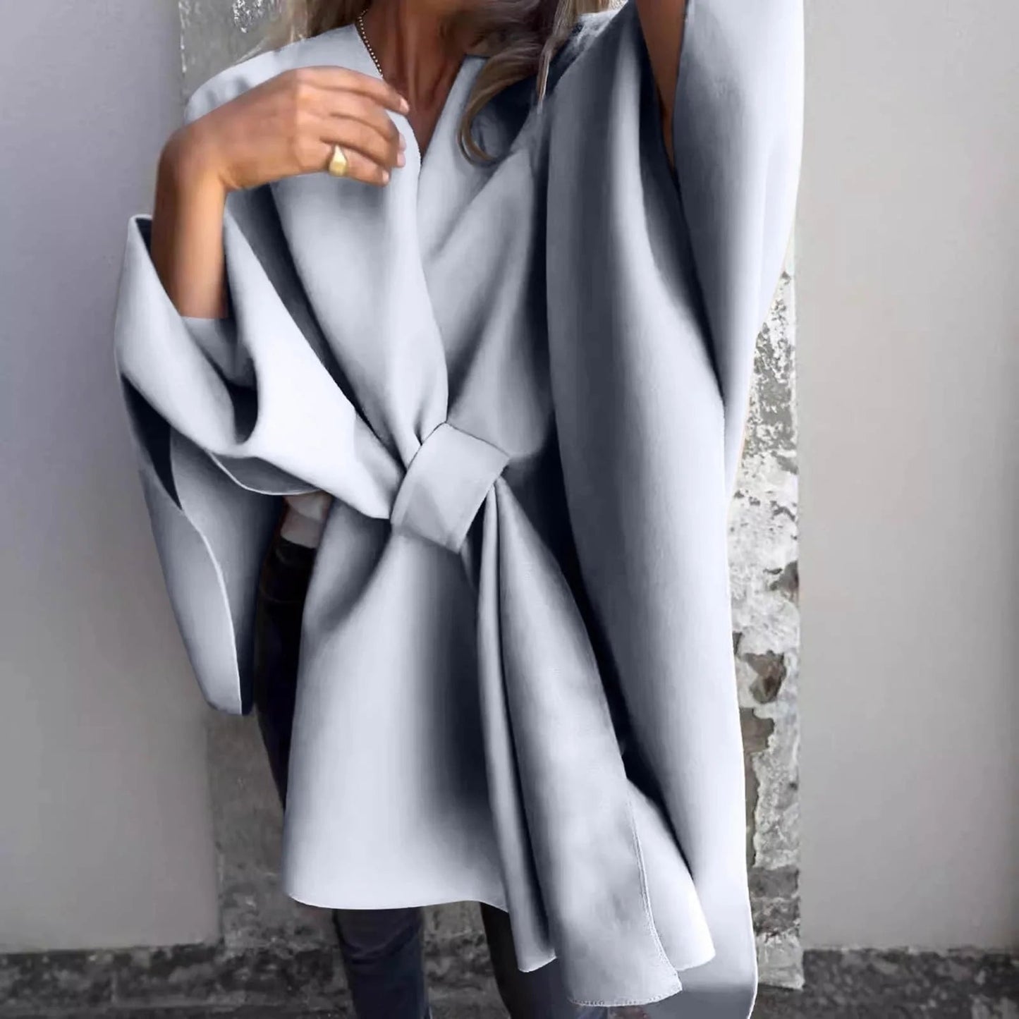 WW | Cosy knitted long cardigan with batwing sleeves