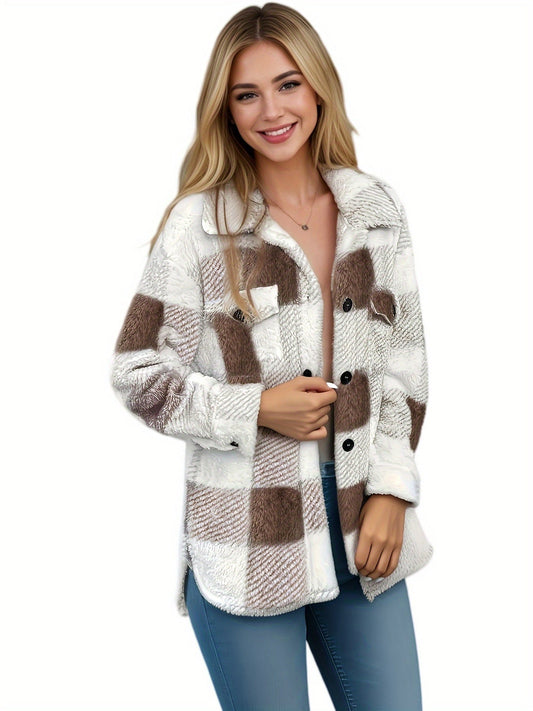 WW | Karierter Knopfjacke mit langen Ärmeln