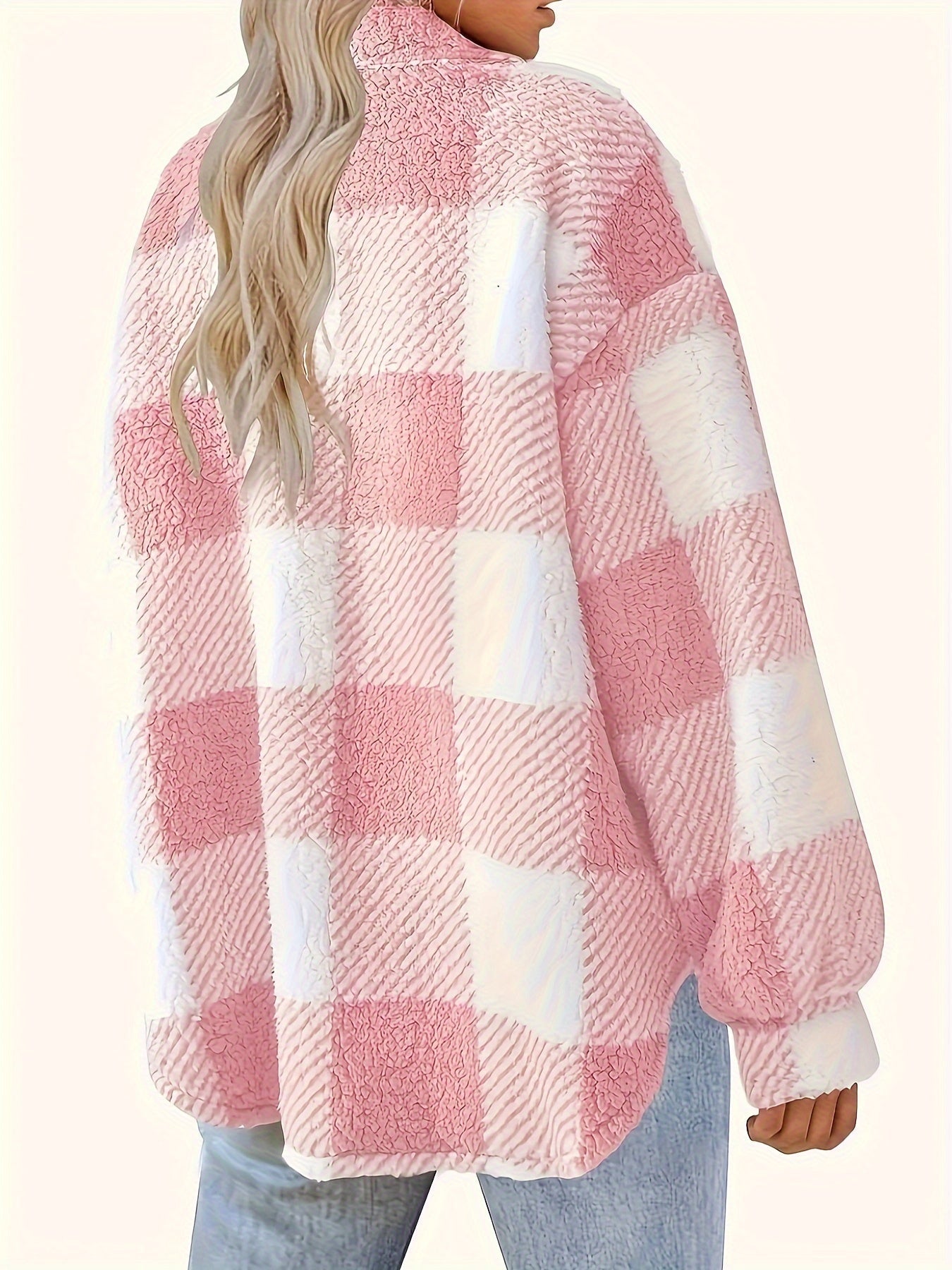WW | Plaid Button-Up Jacket with Long Sleeves