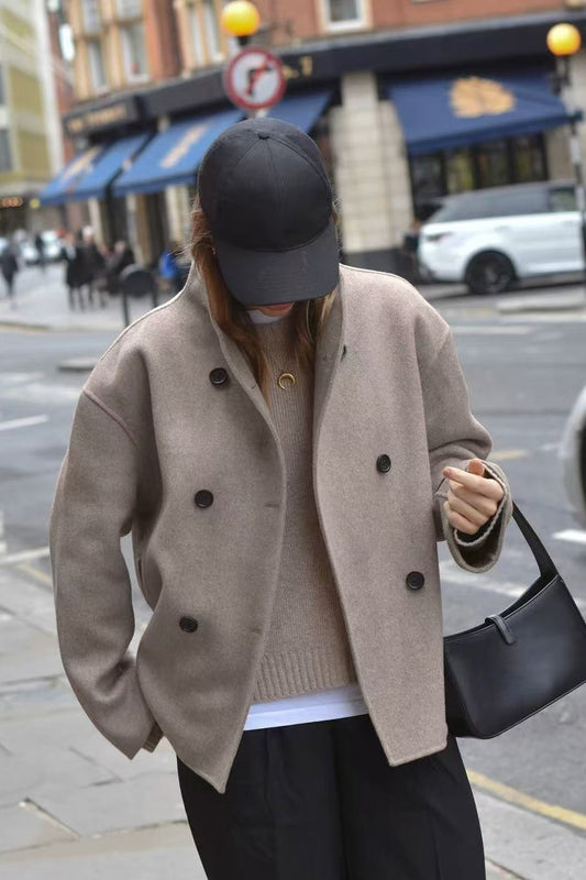 WW | Wool Stand-up Collar Long Jacket